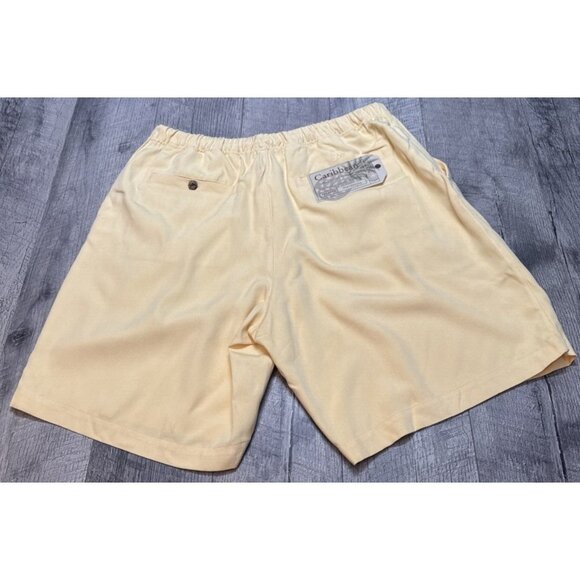 Caribbean Silk Shorts Mens 38 Chino Relaxed Elastic Waist Coastal Resort‎ 9" NEW - Picture 2 of 7